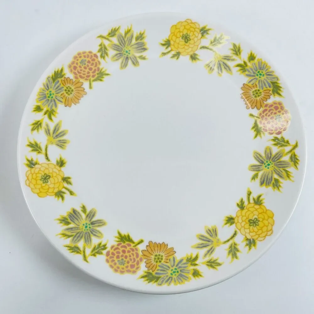 Noritake Progression SUNNY SIDE 9003 Set of 4: 3 Saucers 1 Bread Plate Japan MCM